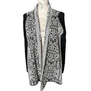 FIELD Flower Black/White Stamped Jacquard Cardigan by Anthropologie Size M